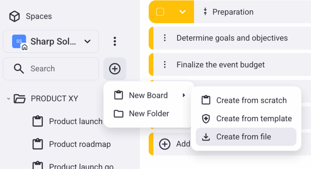 Creating a new board in Plaky from a CSV file