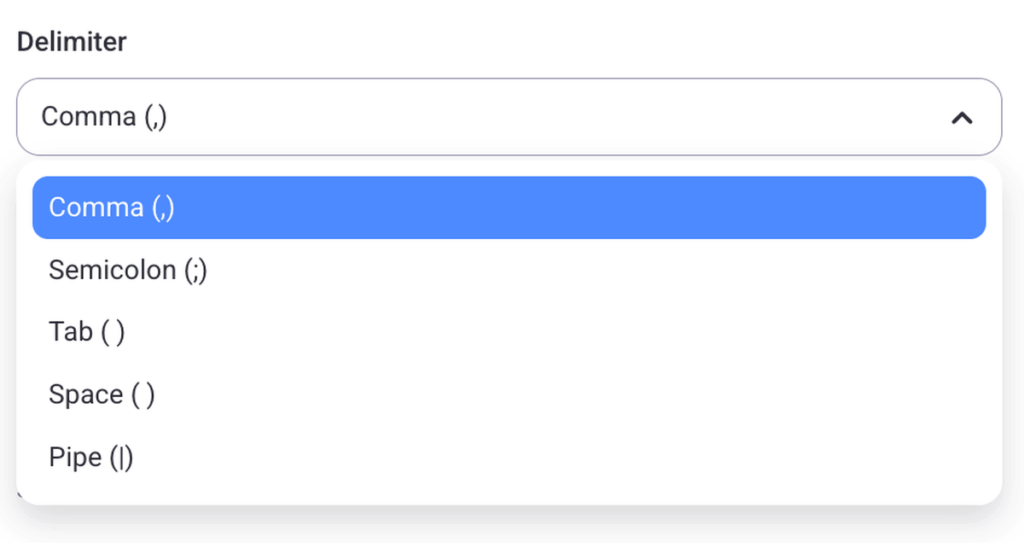 Delimiter picker when importing a CSV file into Plaky