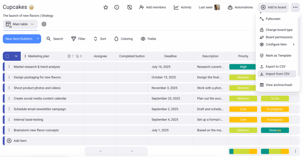Importing files to an existing Plaky board