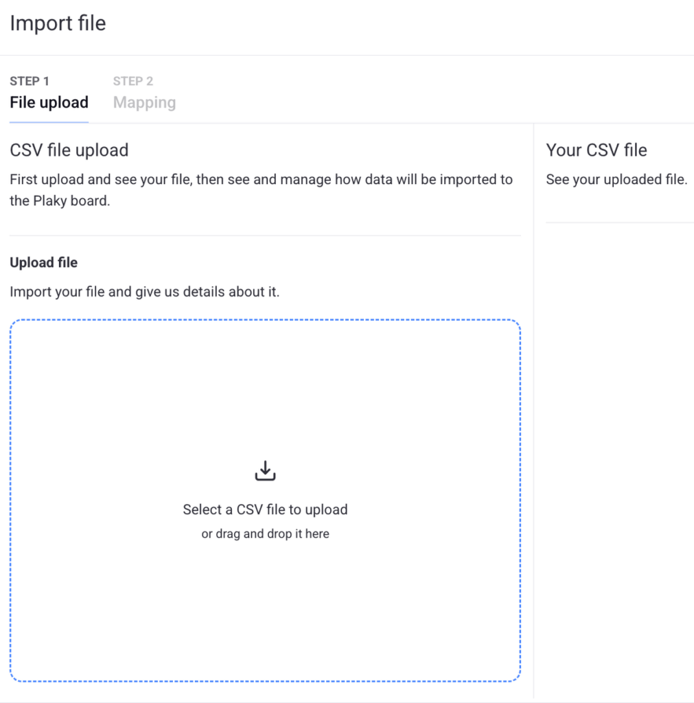 Importing a CSV file into Plaky