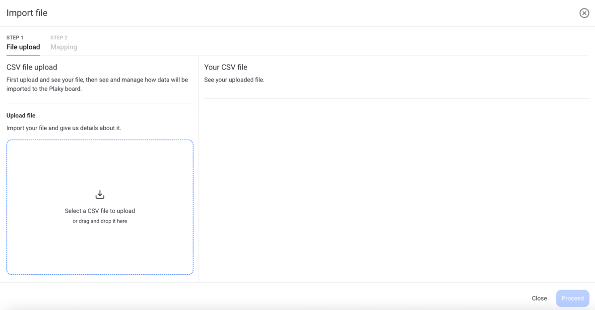 Importing a CSV file into Plaky