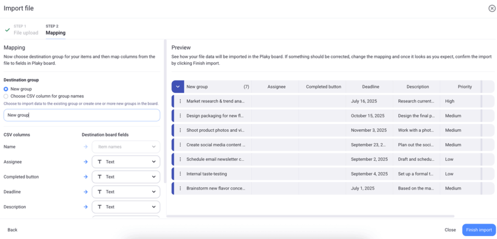 Mapping a board in Plaky