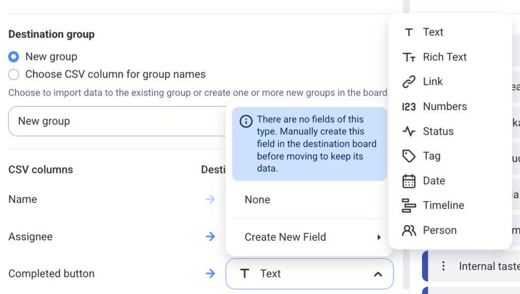 Setting up field types in Plaky