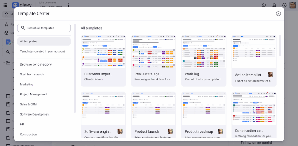 Plaky's template center