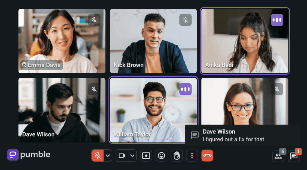 Video conferencing in Pumble team communication app