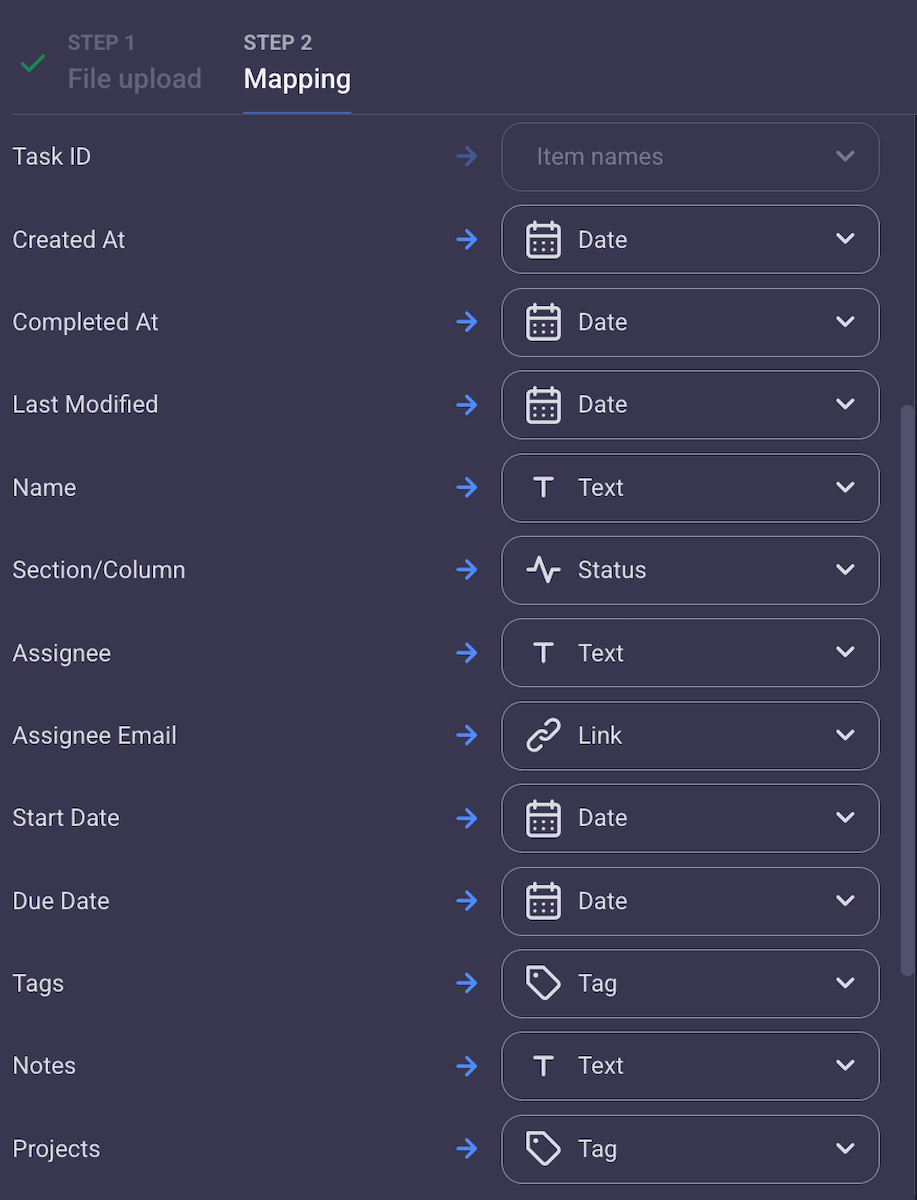 Mapping project data in Plaky project management software