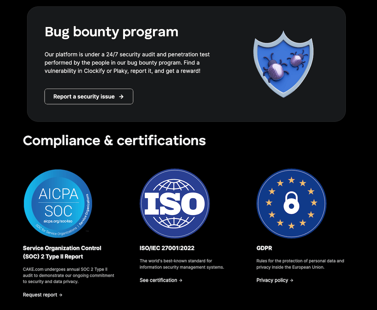 Plaky's security certifications