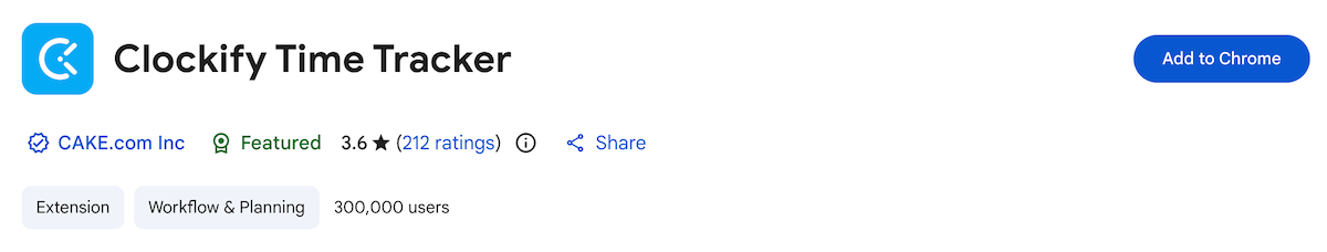 Clockify time tracker extension