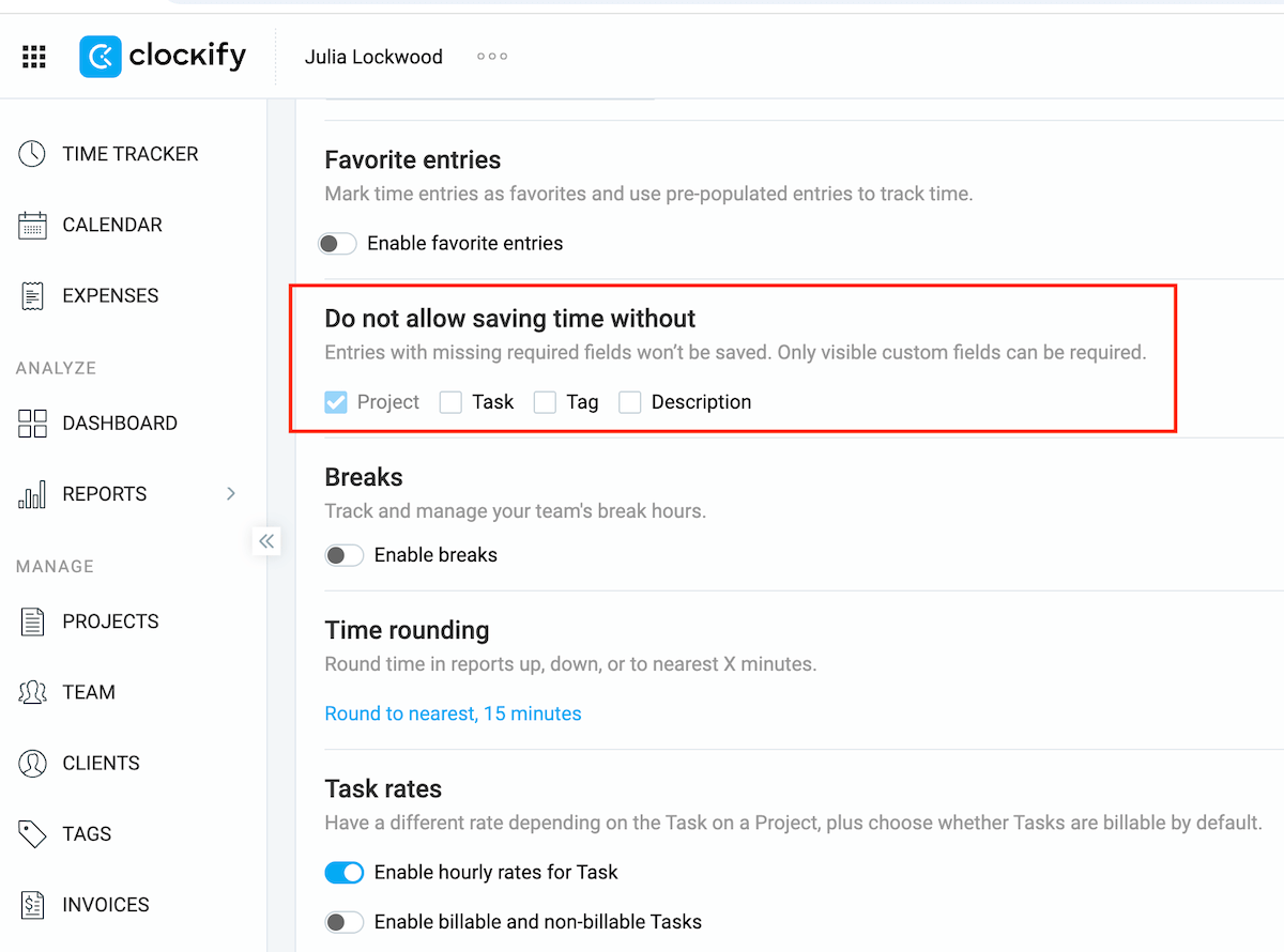 Adding Projects and Tasks to your time entries in Clockify
