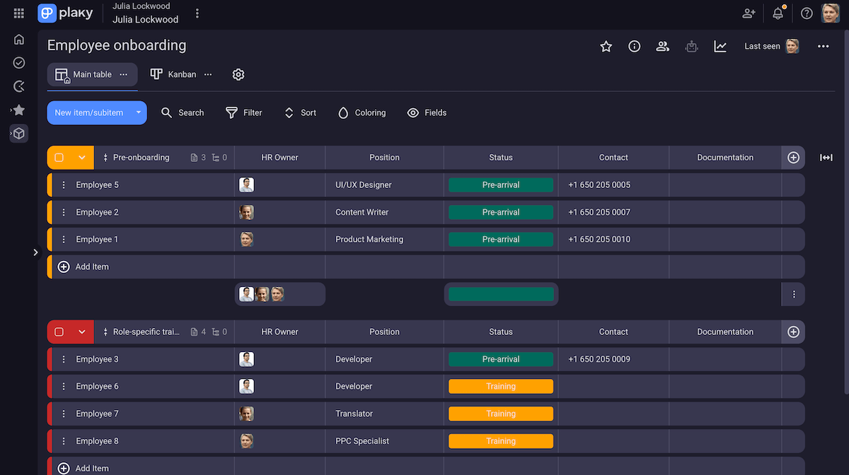Plaky's onboarding template