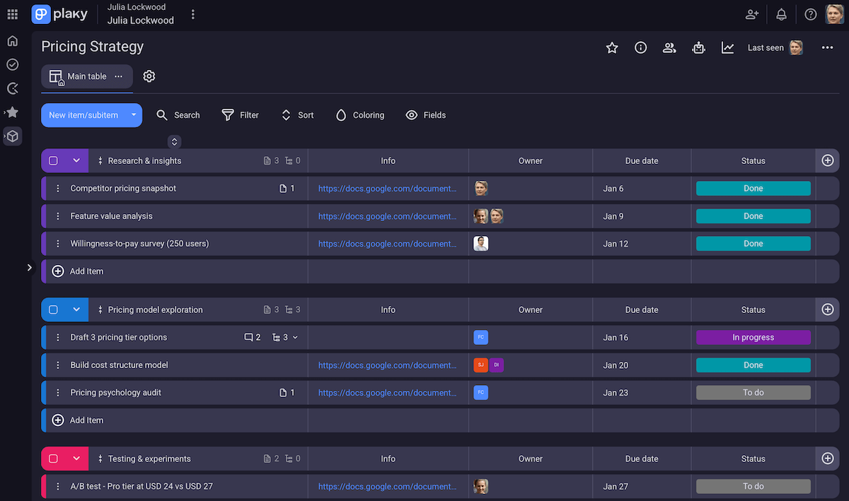 Plaky's neat and user-friendly design