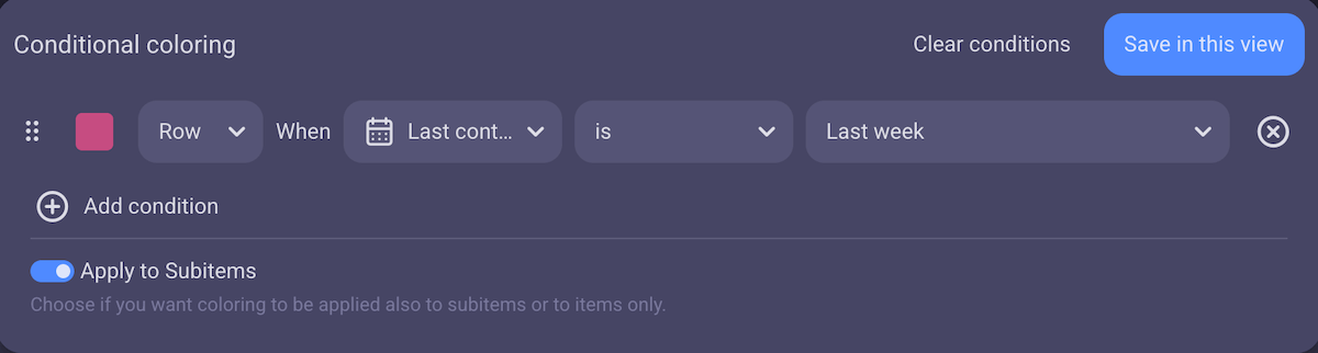 Conditional coloring in Plaky
