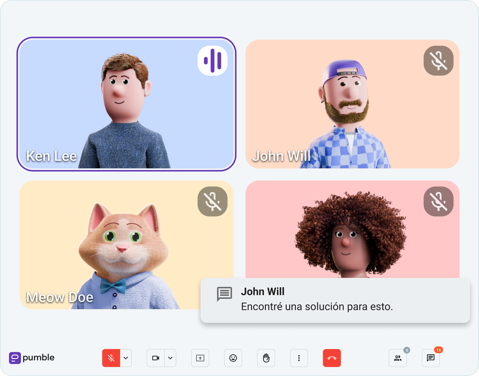 Videoconferencias en Pumble son interactivas e inclusivas