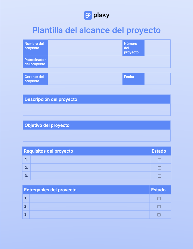 Plantilla del alcance del proyecto