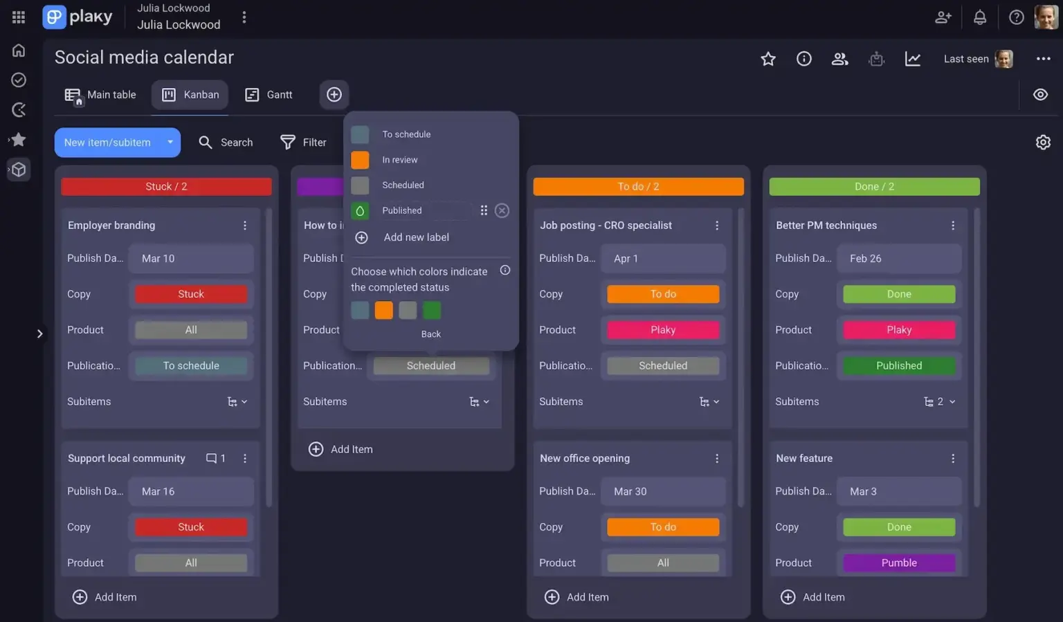 Custom fields in Plaky