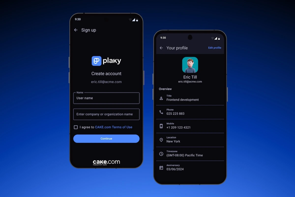 Setting up an account in Plaky’s Android mobile app