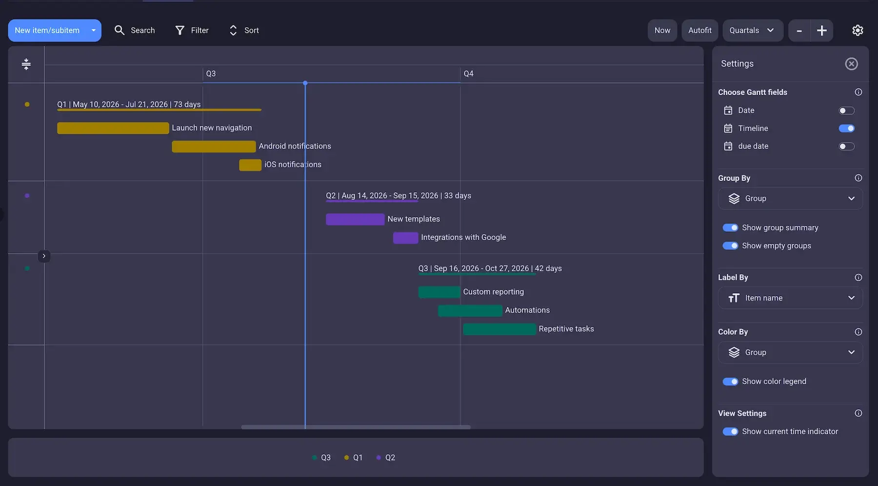 Plaky’s Gantt view