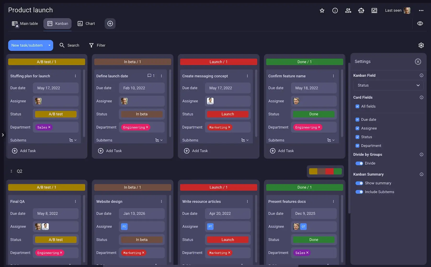Plaky’s Kanban view