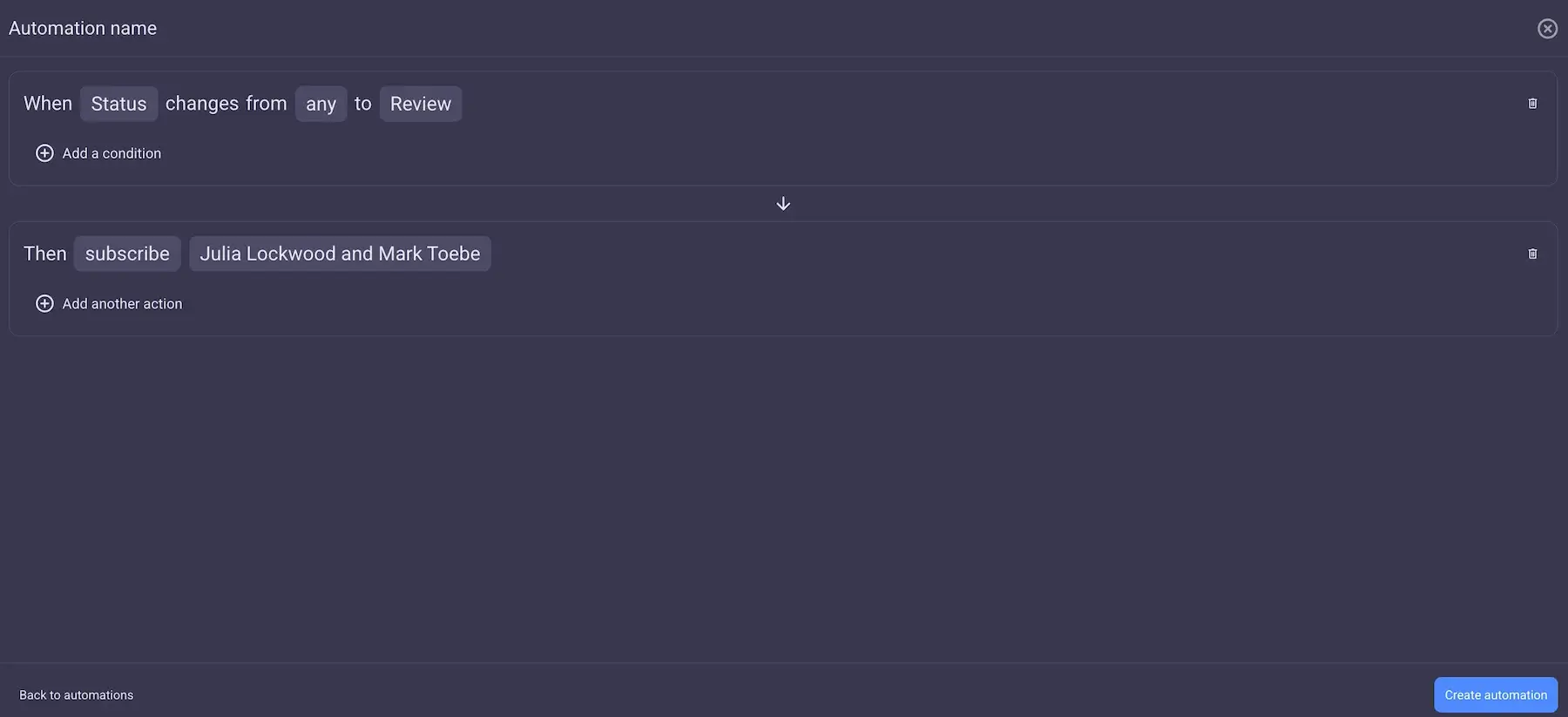 Automations in Plaky