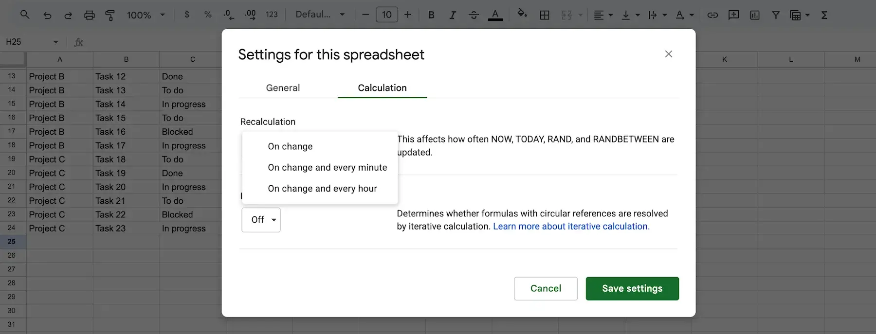 Setting up live-refresh in Google Sheets